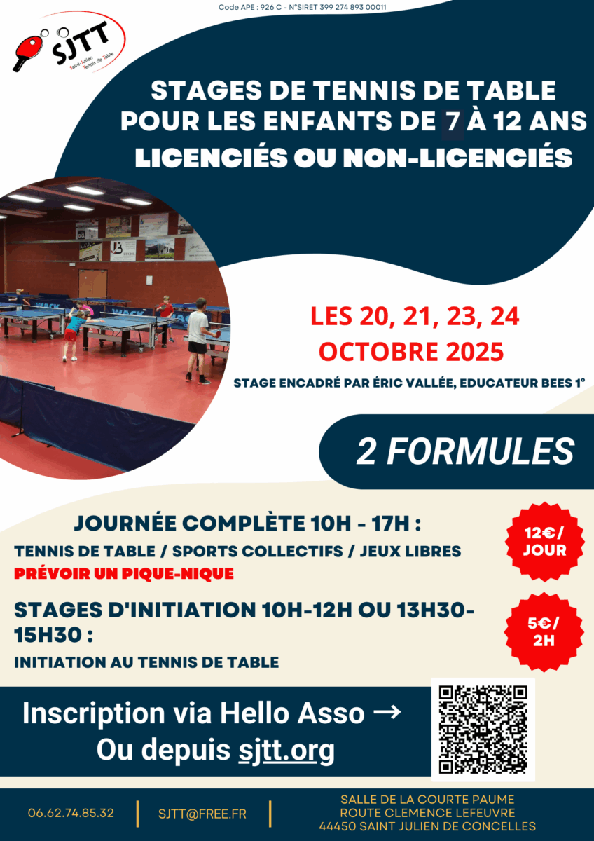 Affiche pour le stage d'avril