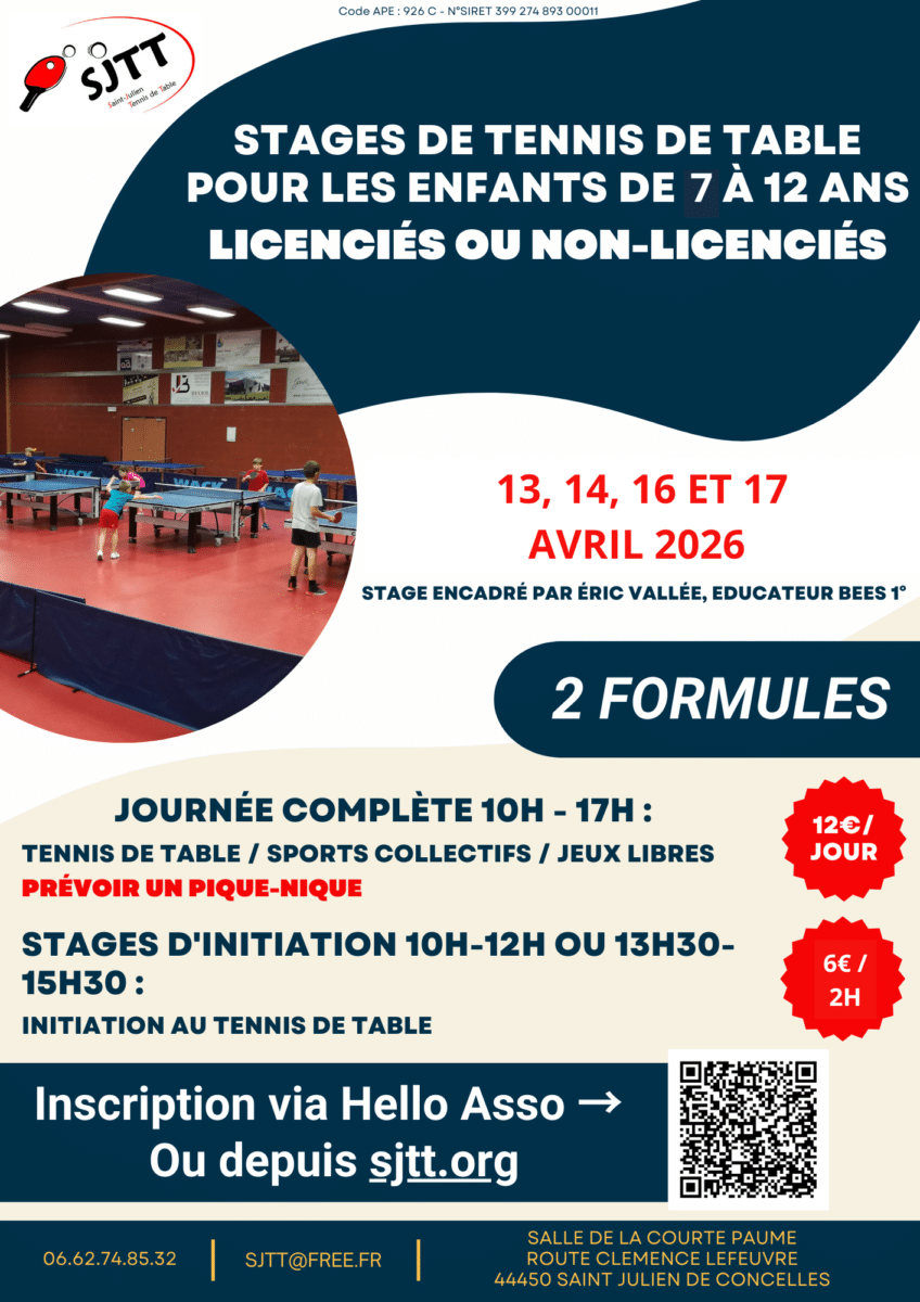 Affiche pour le stage d'avril